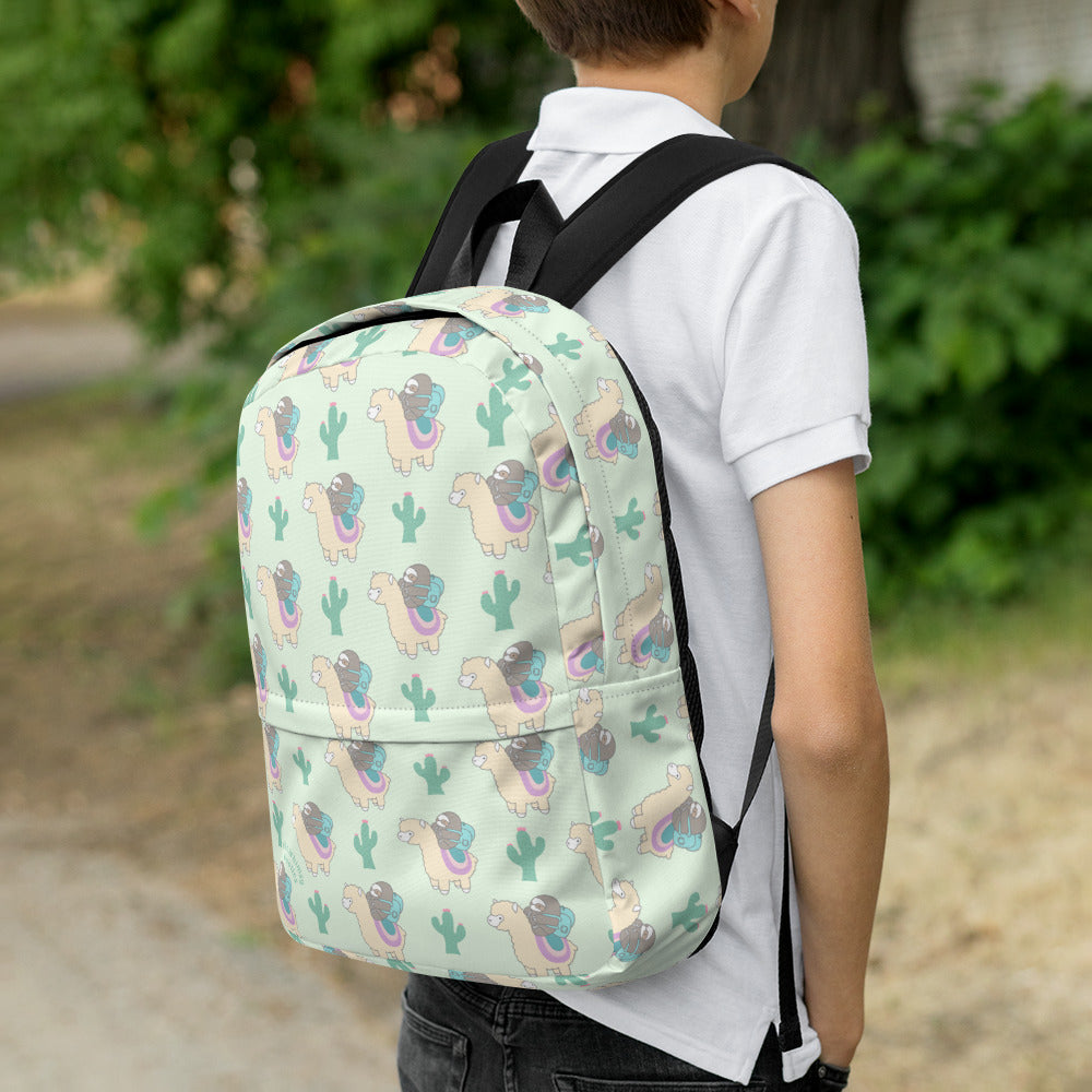 Sloth and Alpaca Adventurer Backpack - Light Green by Wild Whimsy Woolies