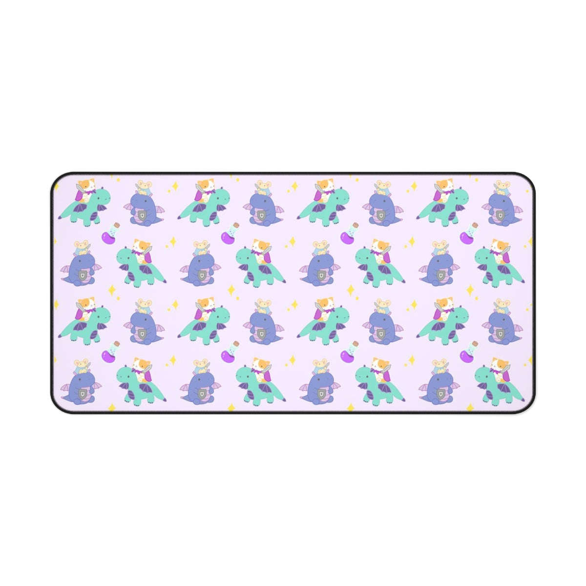 Cat and Mouse Dragon Knight Desk Mat - Large Mouse Pad