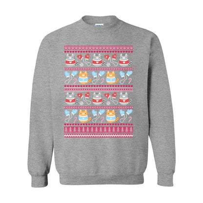Kittens and Mittens Christmas Sweatshirt - Gift for Cat Lovers: S / Sports Grey