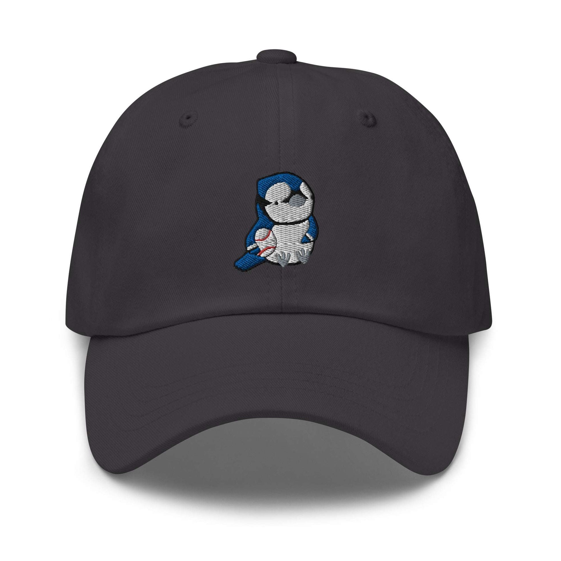 Embroidered Blue Jay Baseball Cap: Dark Grey