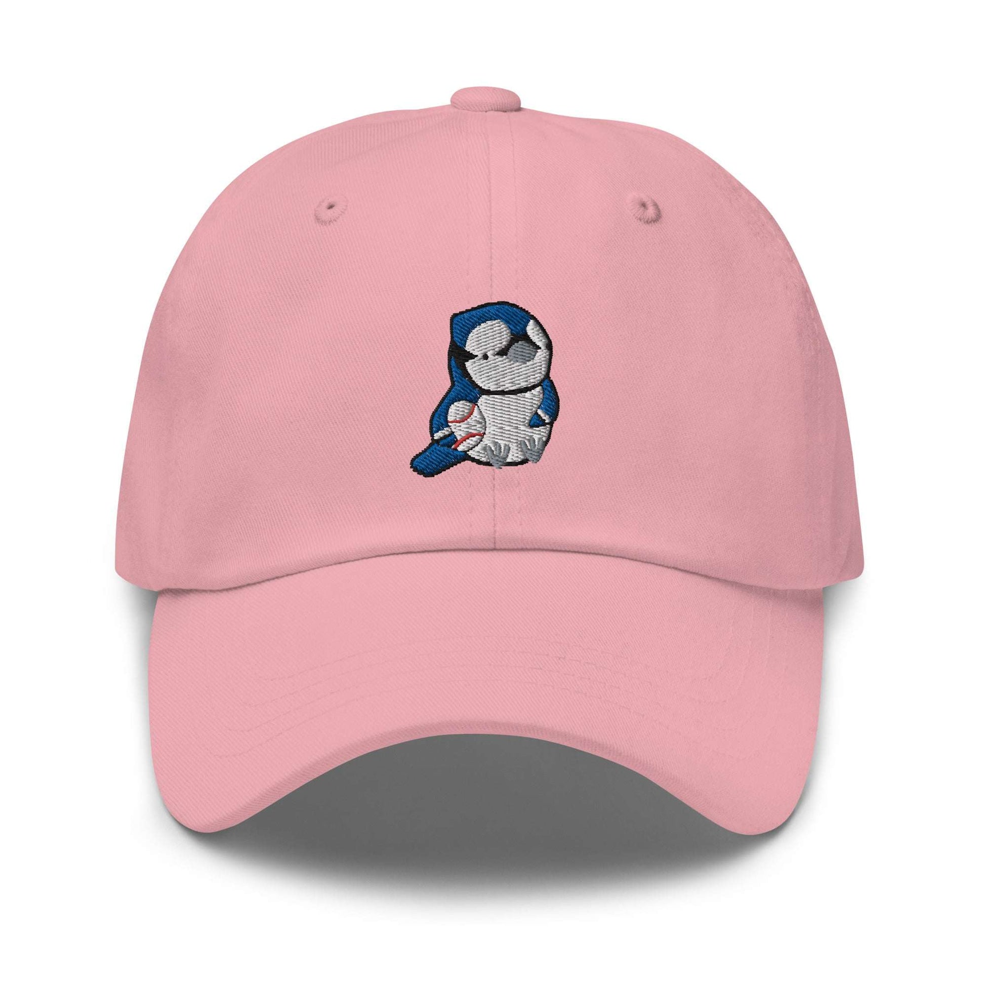 Embroidered Blue Jay Baseball Cap: Pink