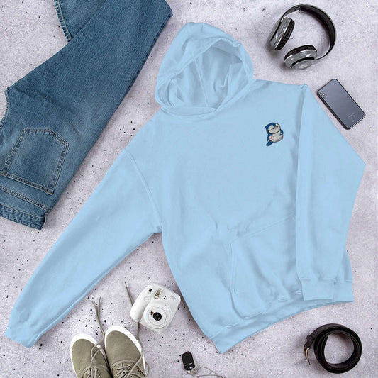 Embroidered Blue Jay Hoodie: Light Blue / S