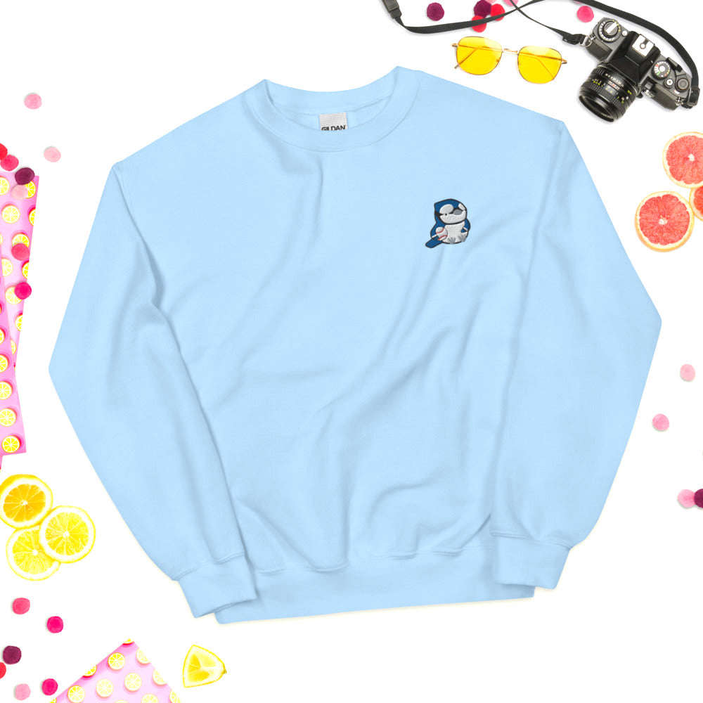 Embroidered Blue Jay Sweatshirt - Toronto Baseball Apparel: Light Blue / S
