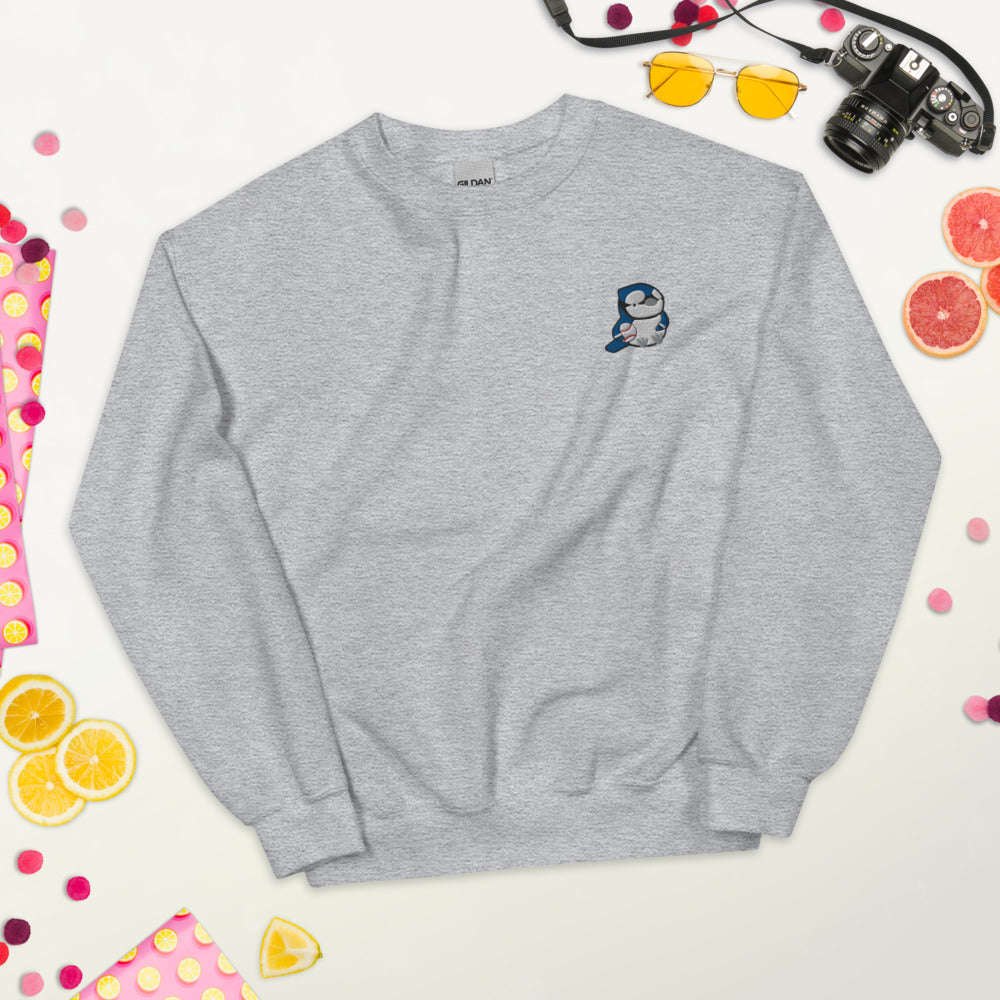 Embroidered Blue Jay Sweatshirt - Toronto Baseball Apparel: Sport Grey / S