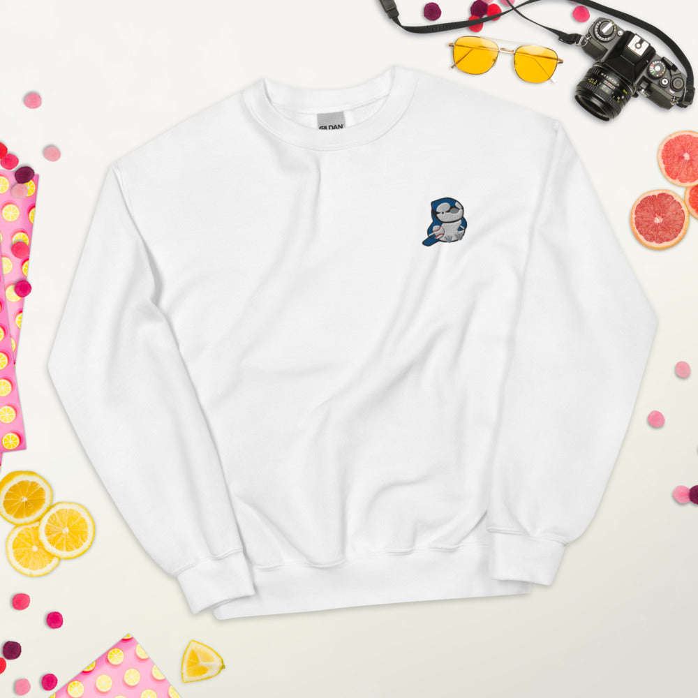 Embroidered Blue Jay Sweatshirt - Toronto Baseball Apparel: White / S