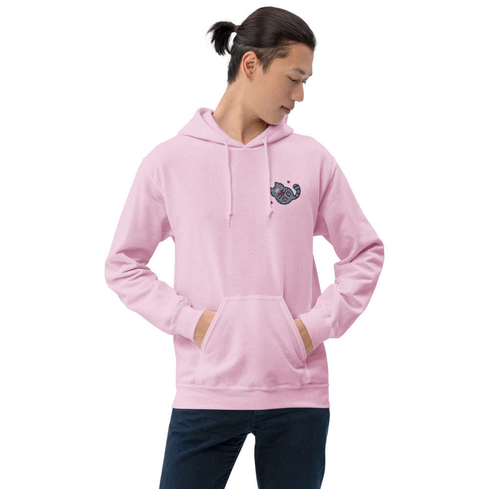 Embroidered Grey Tabby Cat Hoodie