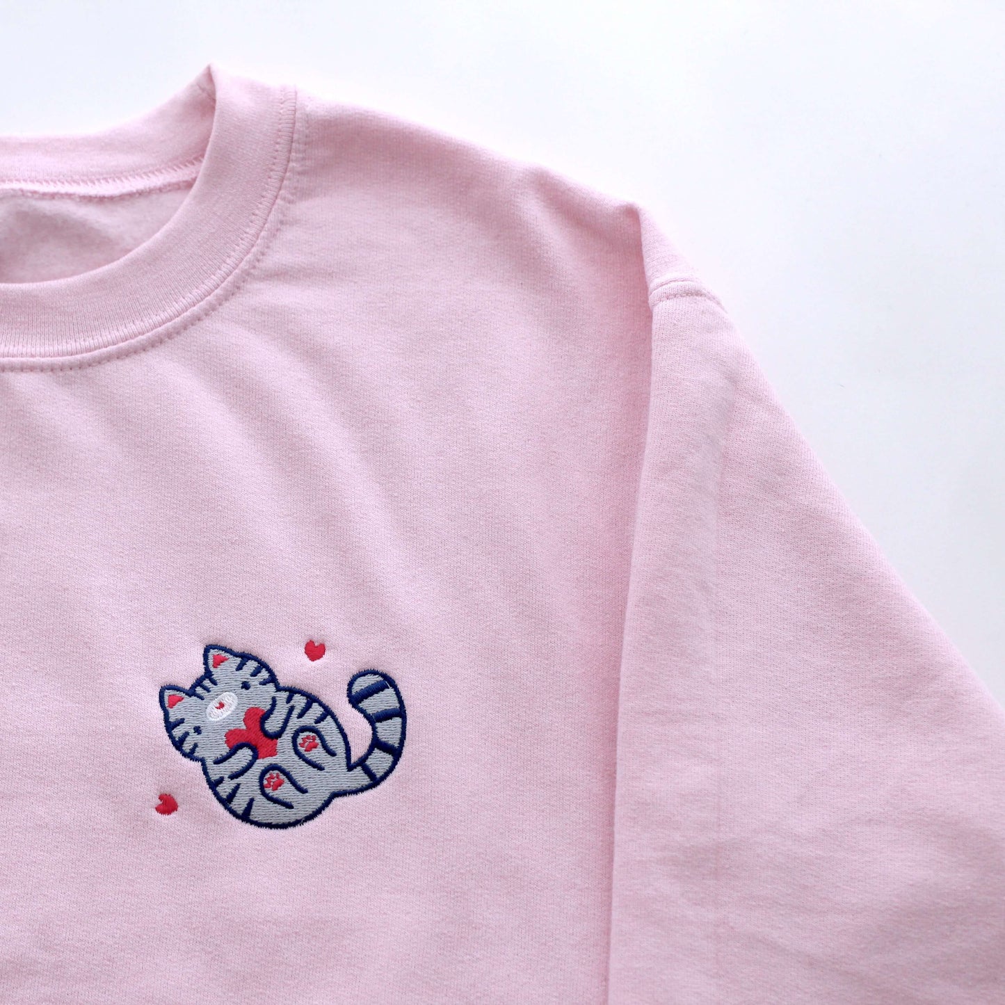 Embroidered Grey Tabby Cat Sweatshirt