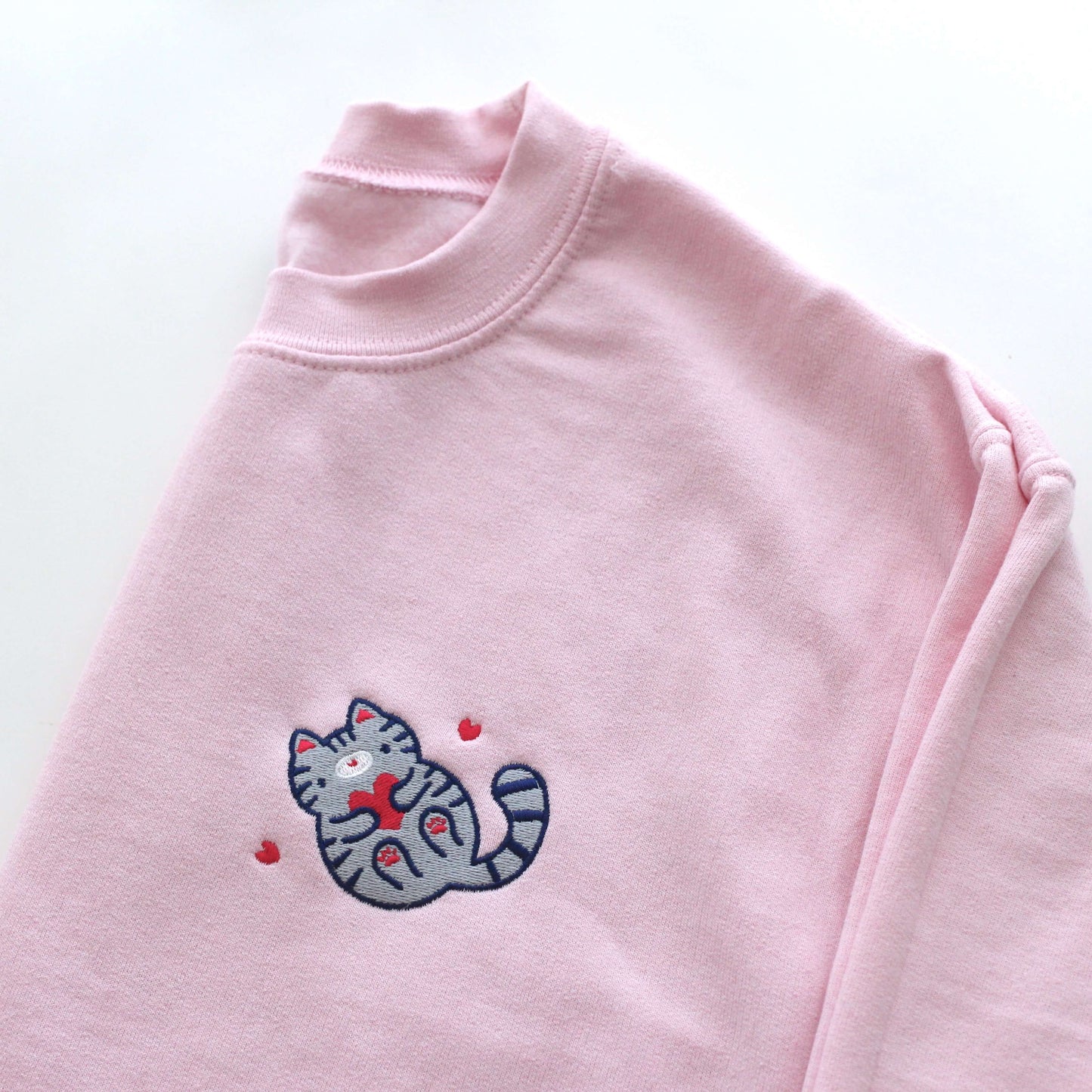 Embroidered Grey Tabby Cat Sweatshirt