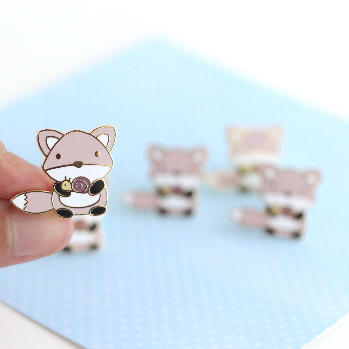 Fox and Snail Enamel Pin (Pink Variant) - Cute Pin - Animal Gift by Wild Whimsy Woolies