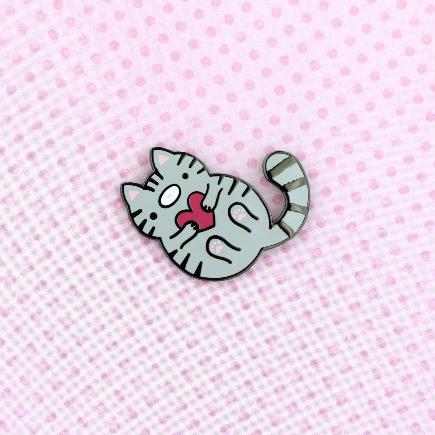 Grey Tabby Cat Enamel Pin - Cat Lover Gift