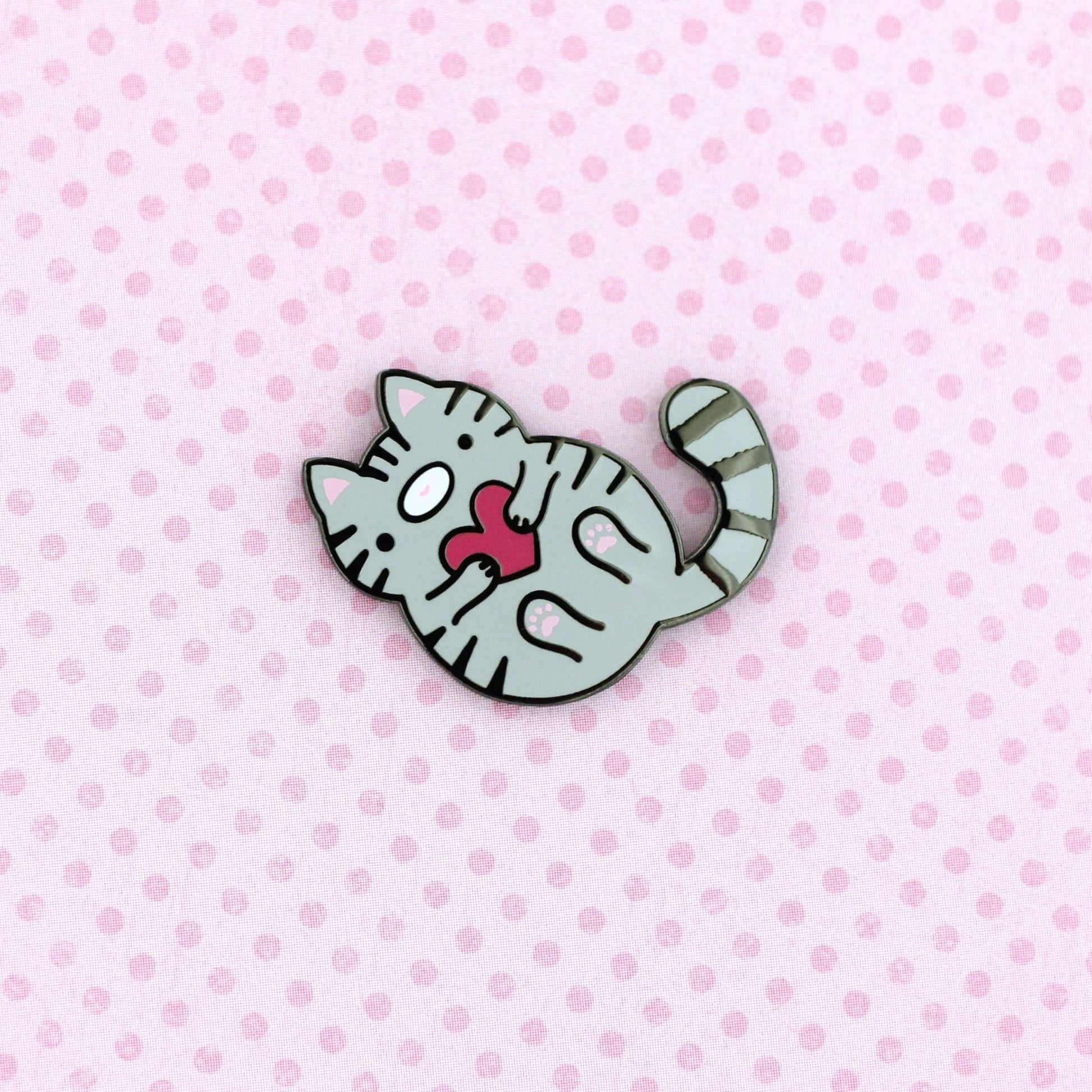 Grey Tabby Cat Enamel Pin - Cat Lover Gift