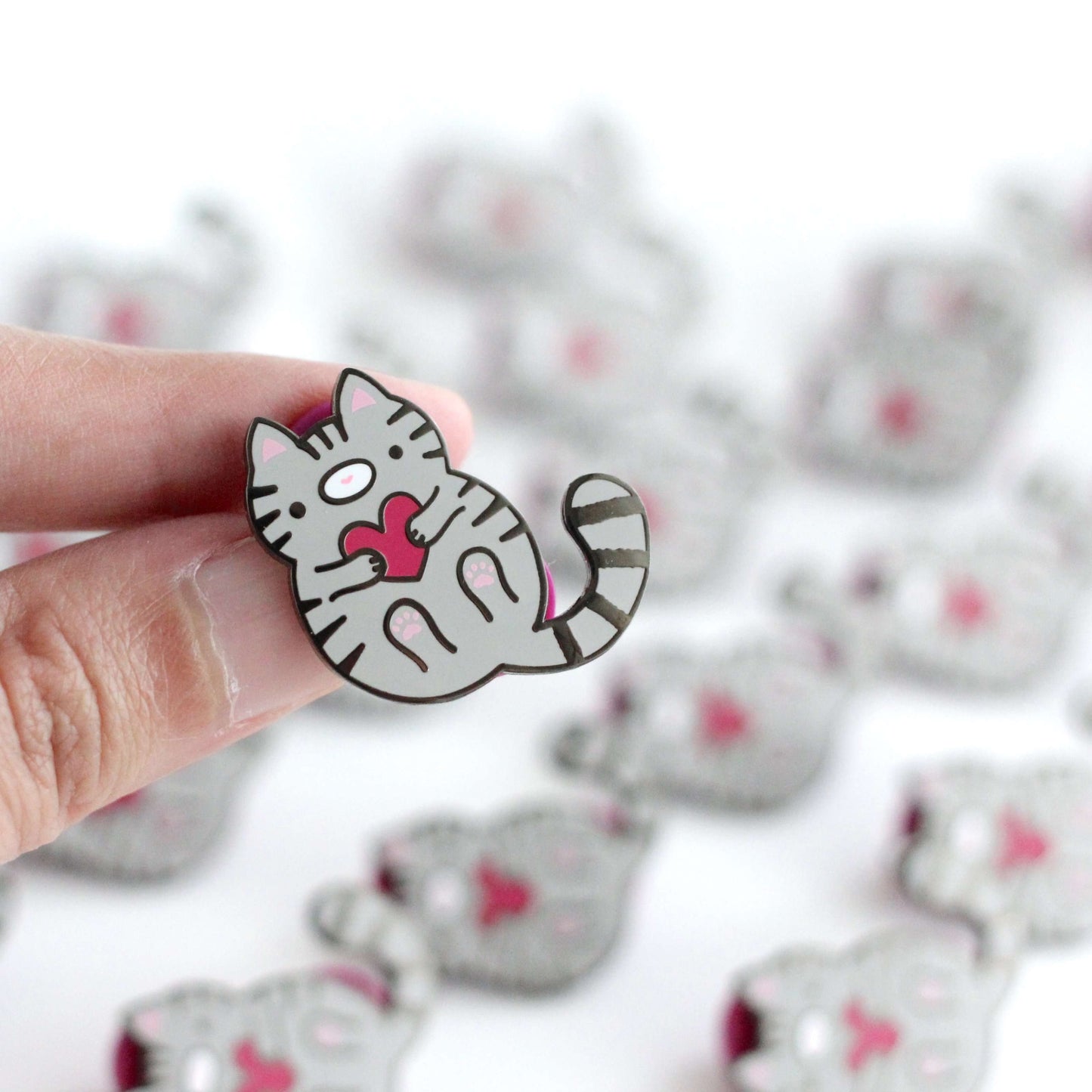 Grey Tabby Cat Enamel Pin - Cat Lover Gift