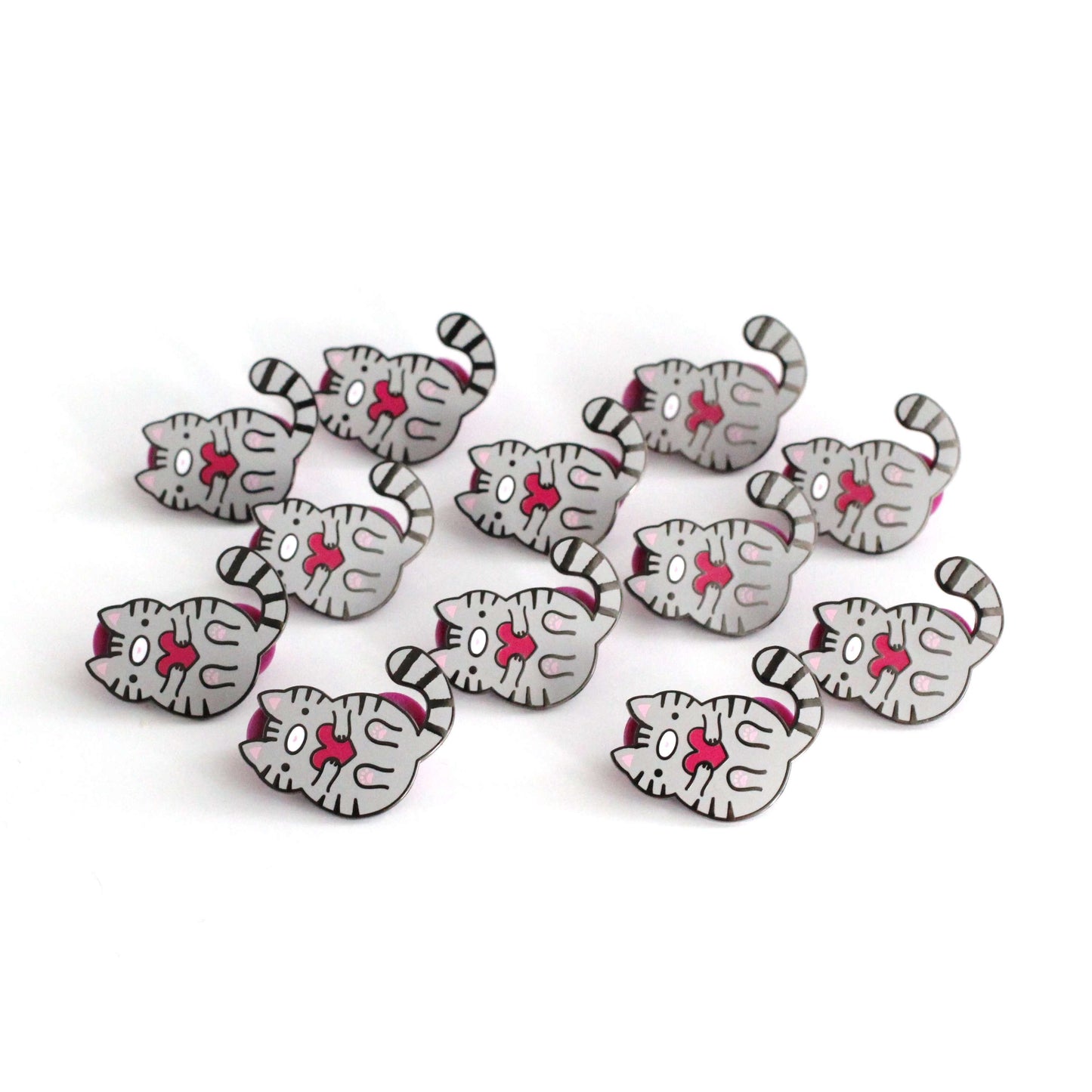 Grey Tabby Cat Enamel Pin - Cat Lover Gift