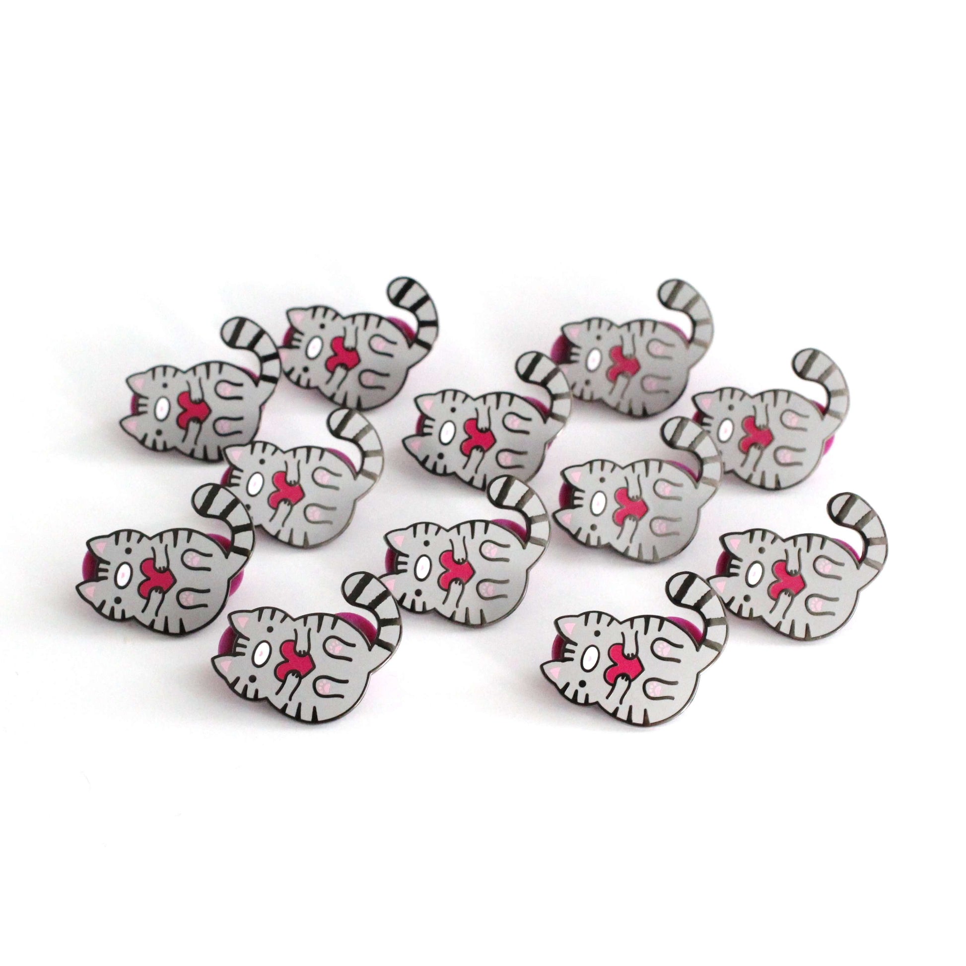 Grey Tabby Cat Enamel Pin - Cat Lover Gift