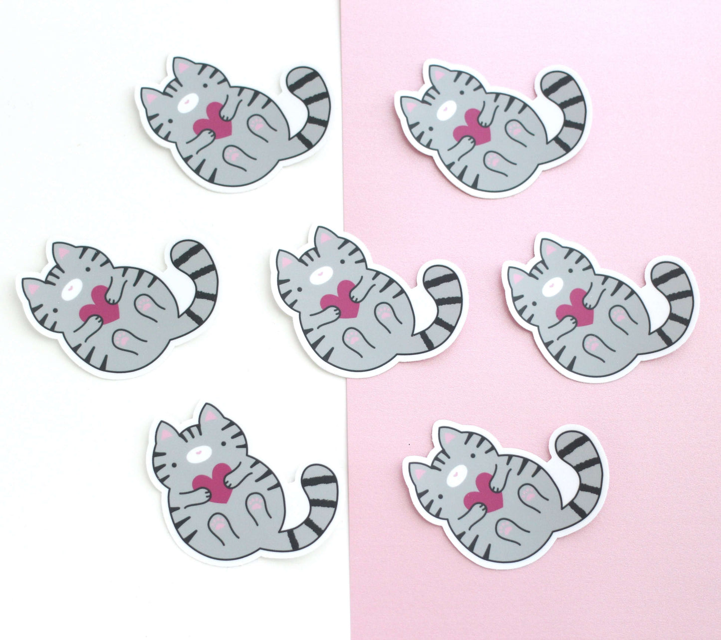 Grey Tabby Cat Vinyl Sticker - Cute Cat Decal