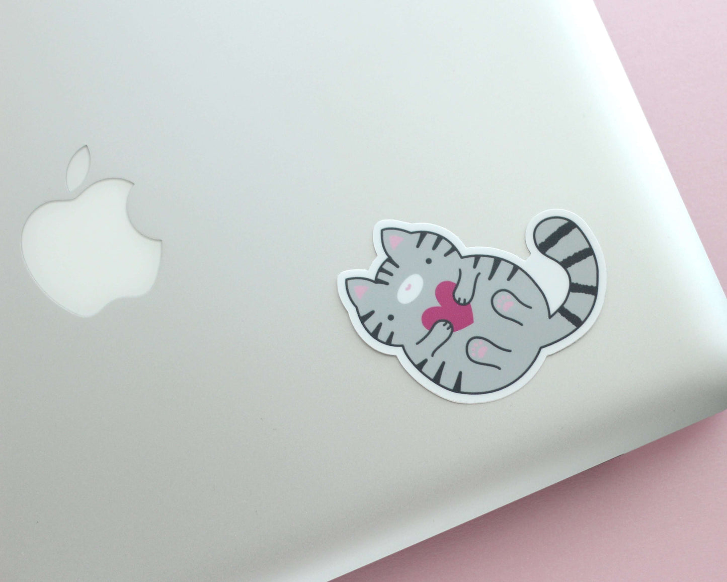 Grey Tabby Cat Vinyl Sticker - Cute Cat Decal
