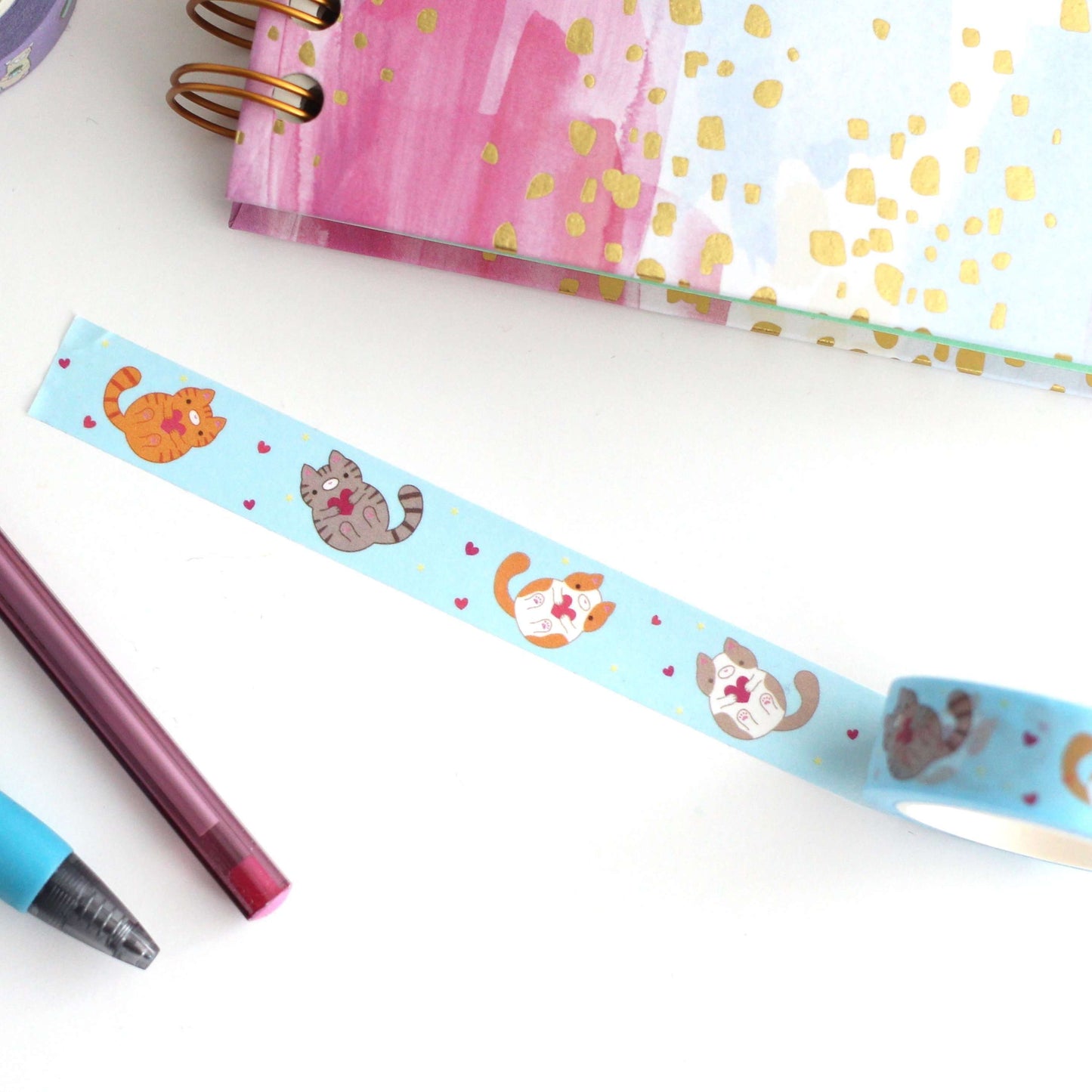 Love Cats Washi Tape - Cute Stationery - Kitten Washi Tape