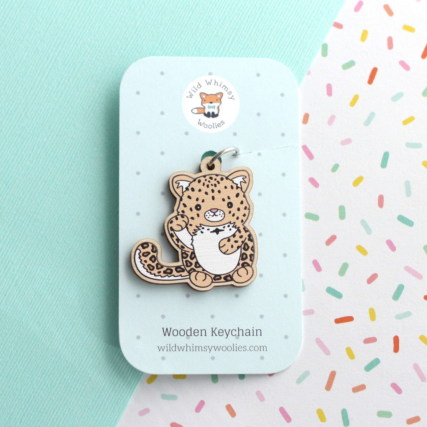 Lucky Amur Leopard Wooden Keychain - Sustainable Gift - Panther Key Charm