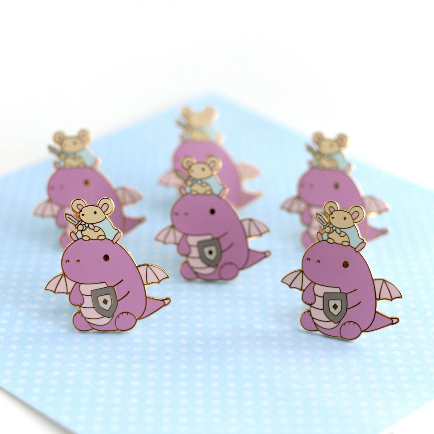 Mouse and Dragon Knight Enamel Pin (Light Purple)