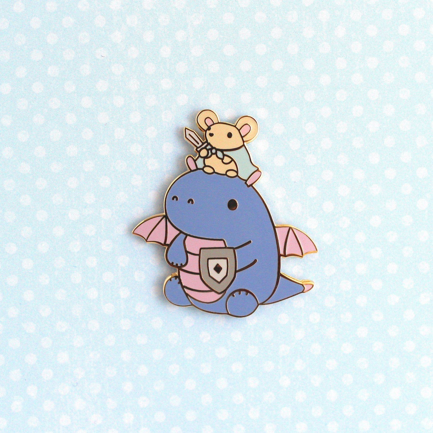 Mouse and Dragon Knight Enamel Pin (Purple)