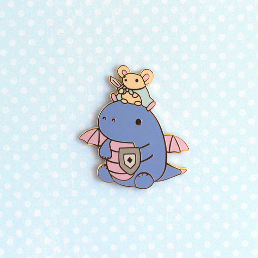 Mouse and Dragon Knight Enamel Pin (Purple)