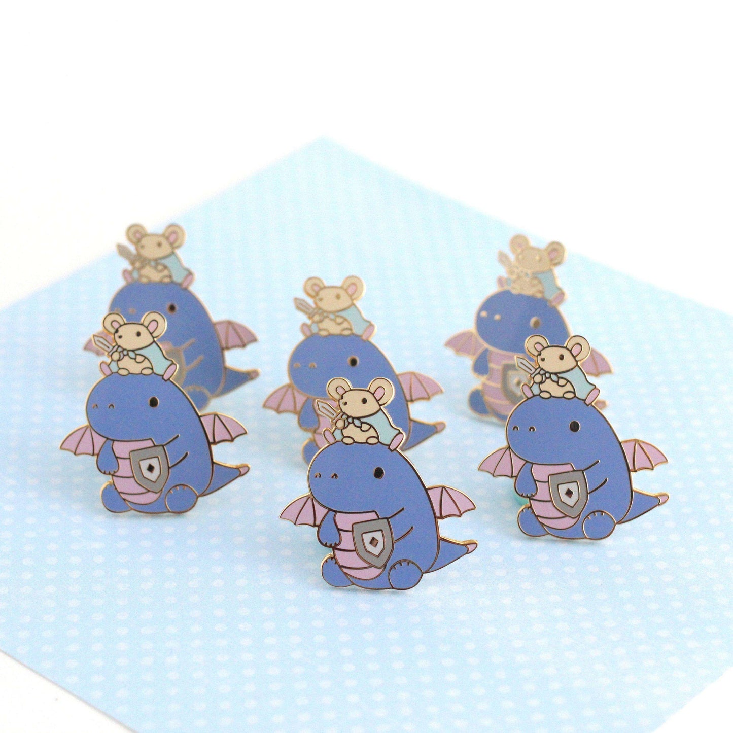 Mouse and Dragon Knight Enamel Pin (Purple)