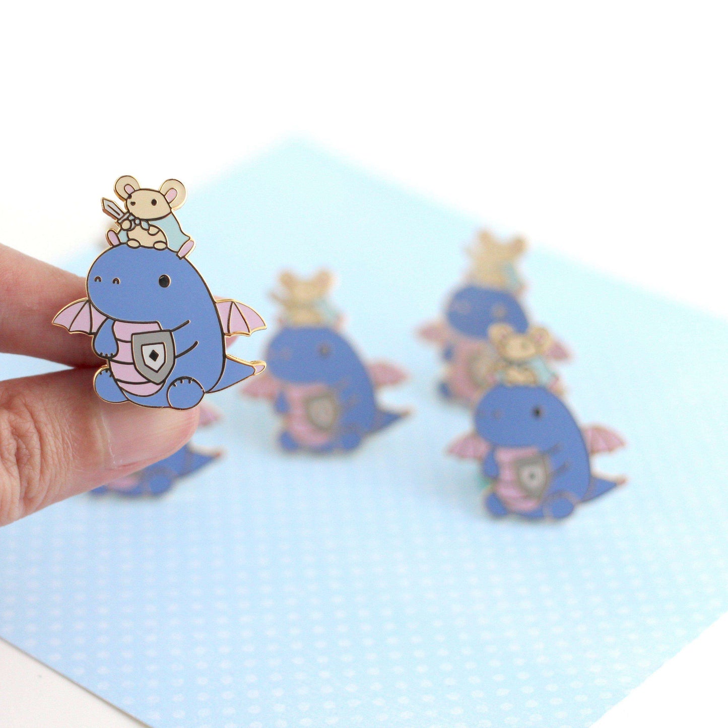 Mouse and Dragon Knight Enamel Pin (Purple)