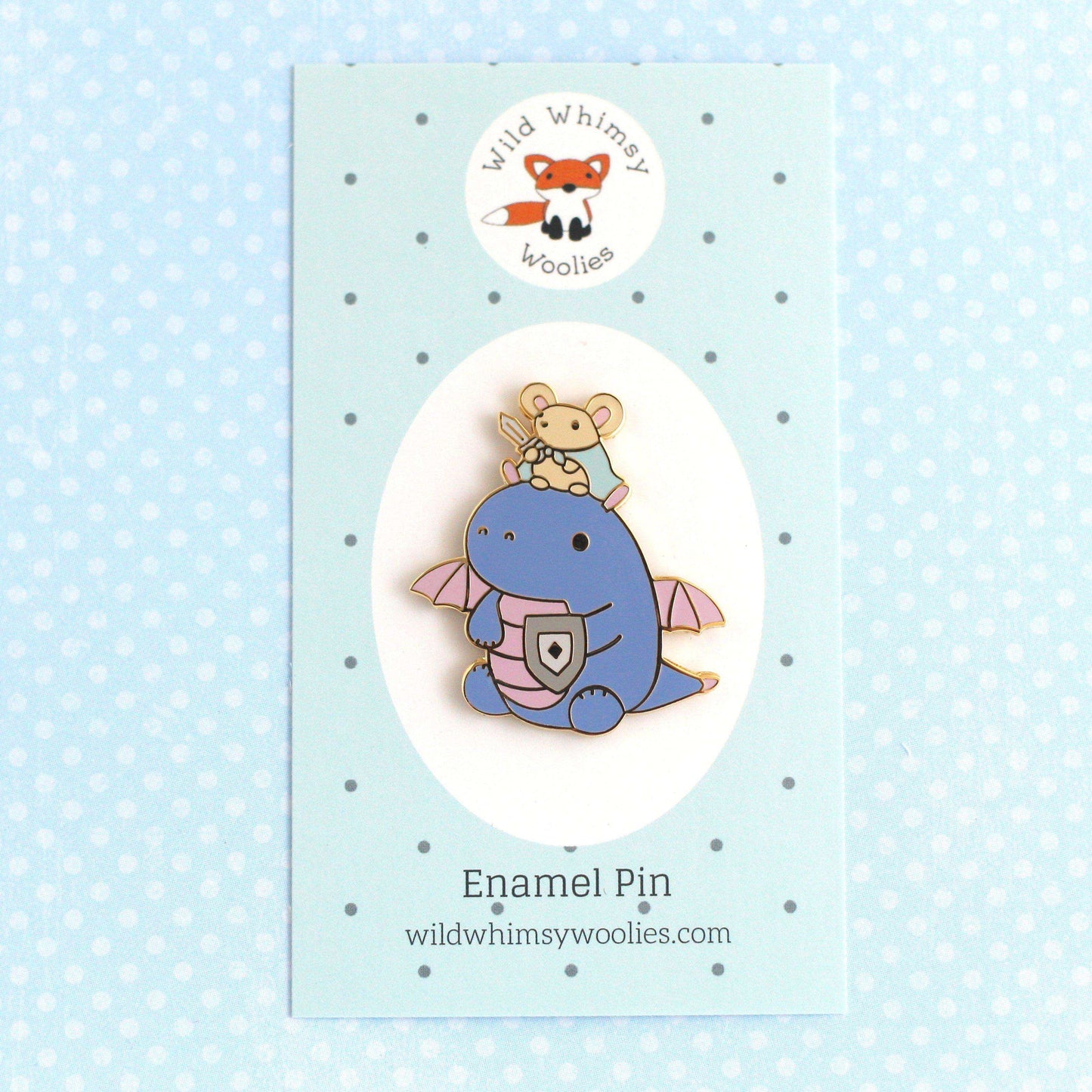 Mouse and Dragon Knight Enamel Pin (Purple)