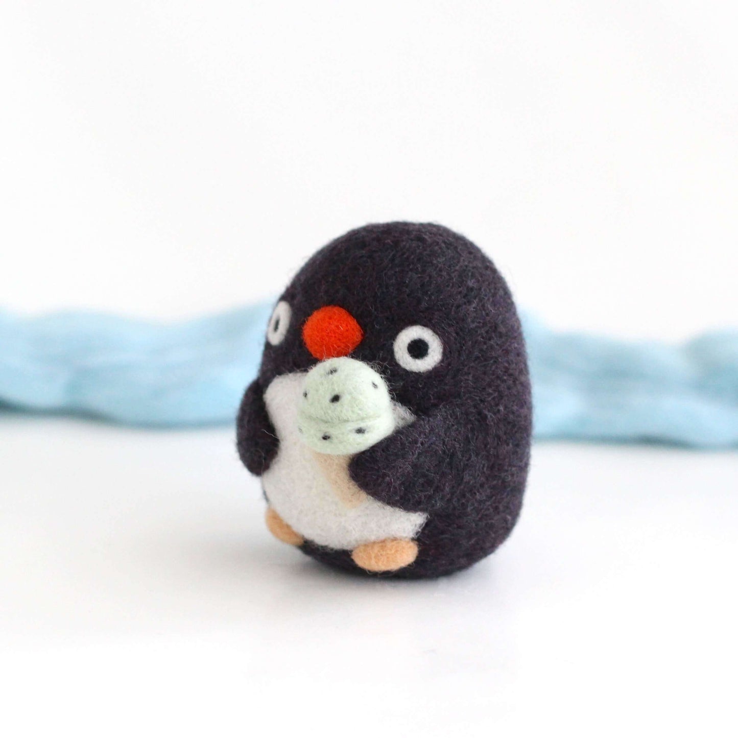 Needle Felted Adelie Penguin with Ice Cream Cone