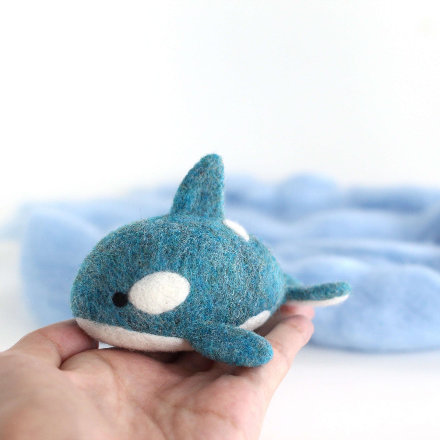 Needle Felted Blue Orca