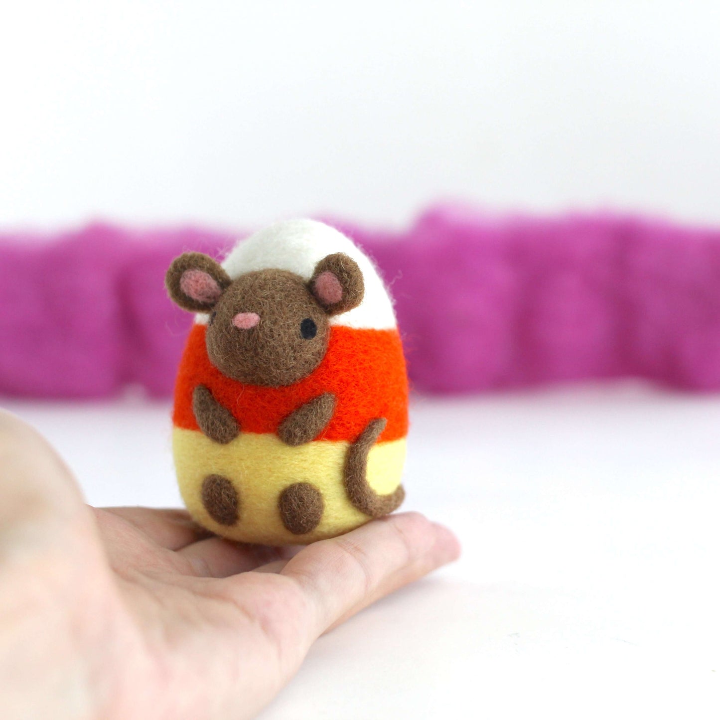Needle Felted Candy Corn Mouse