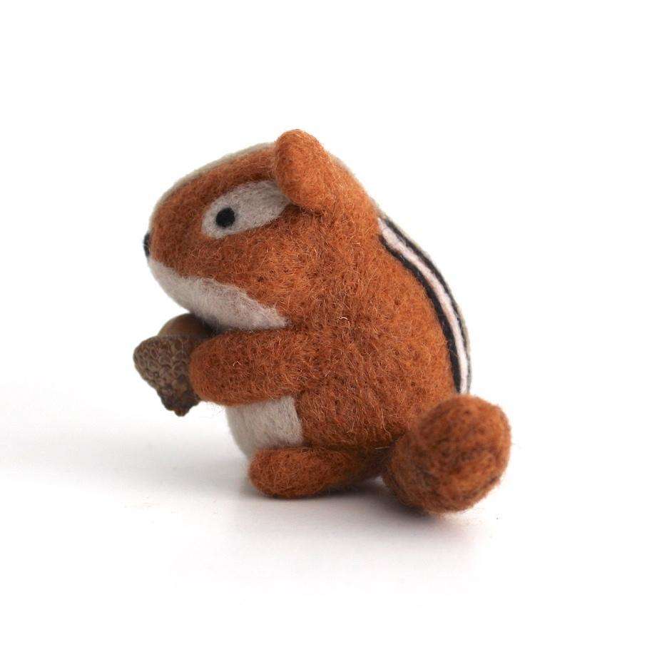 Needle Felted Chipmunk holding Acorn