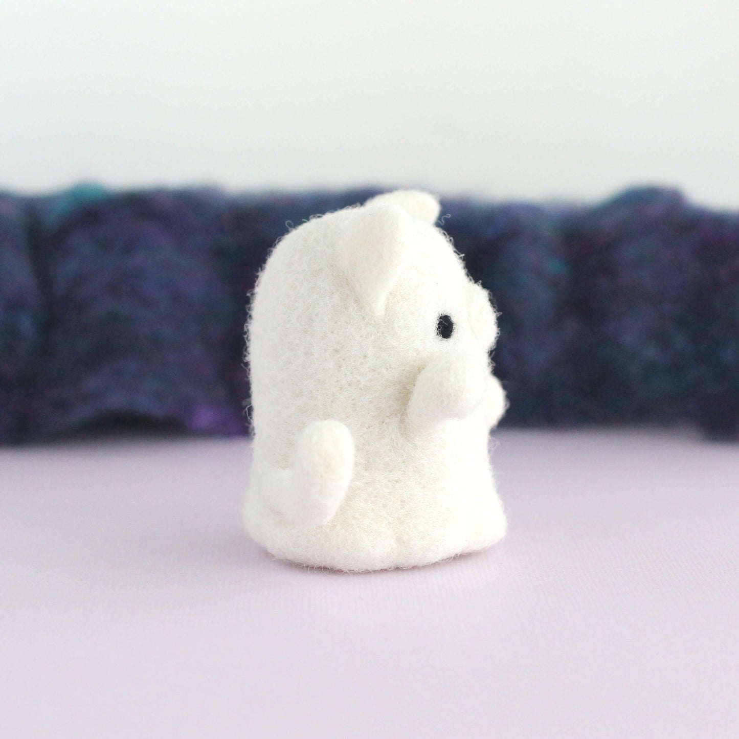 Needle Felted Ghostie Lucky Cat by Wild Whimsy Woolies
