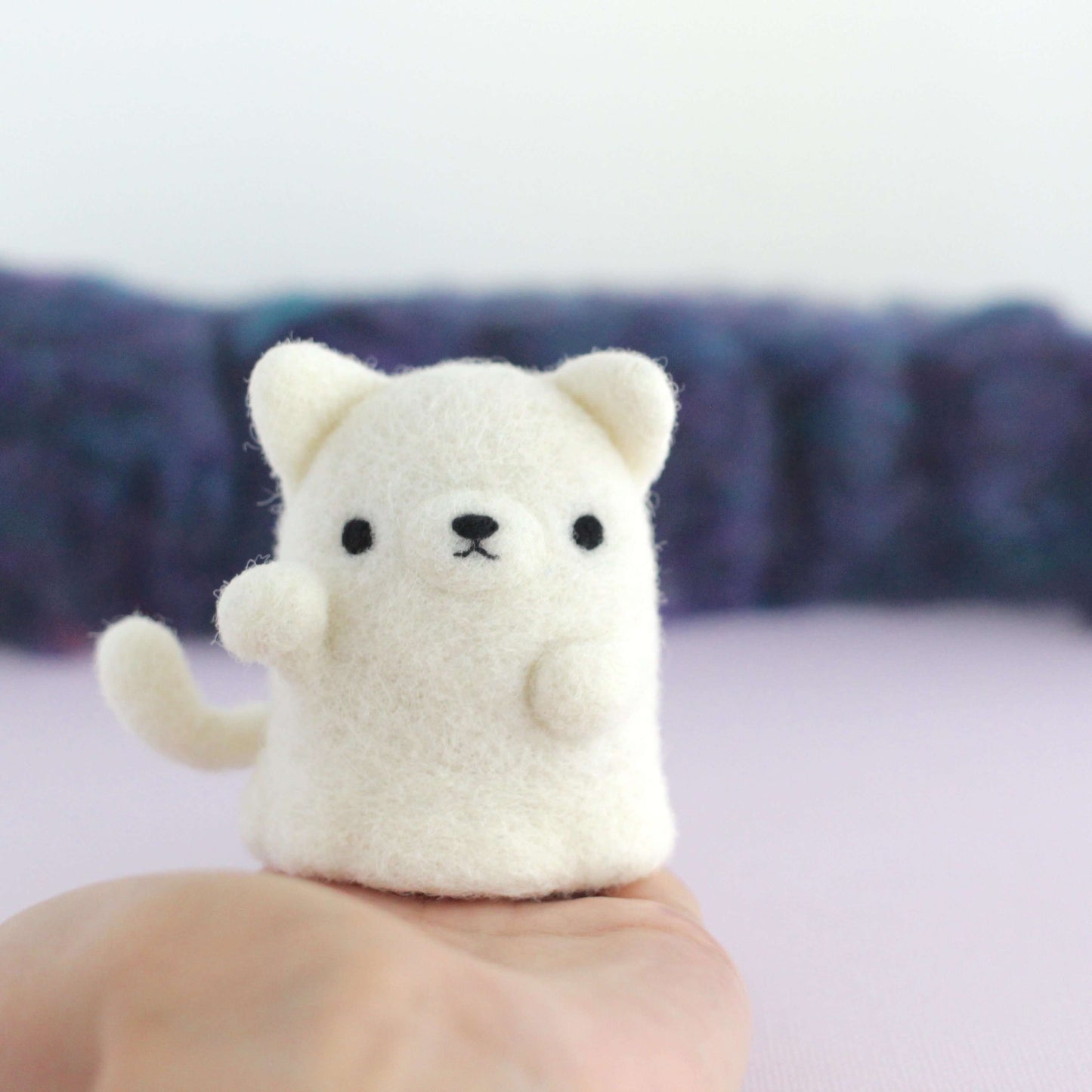Needle Felted Ghostie Lucky Cat by Wild Whimsy Woolies