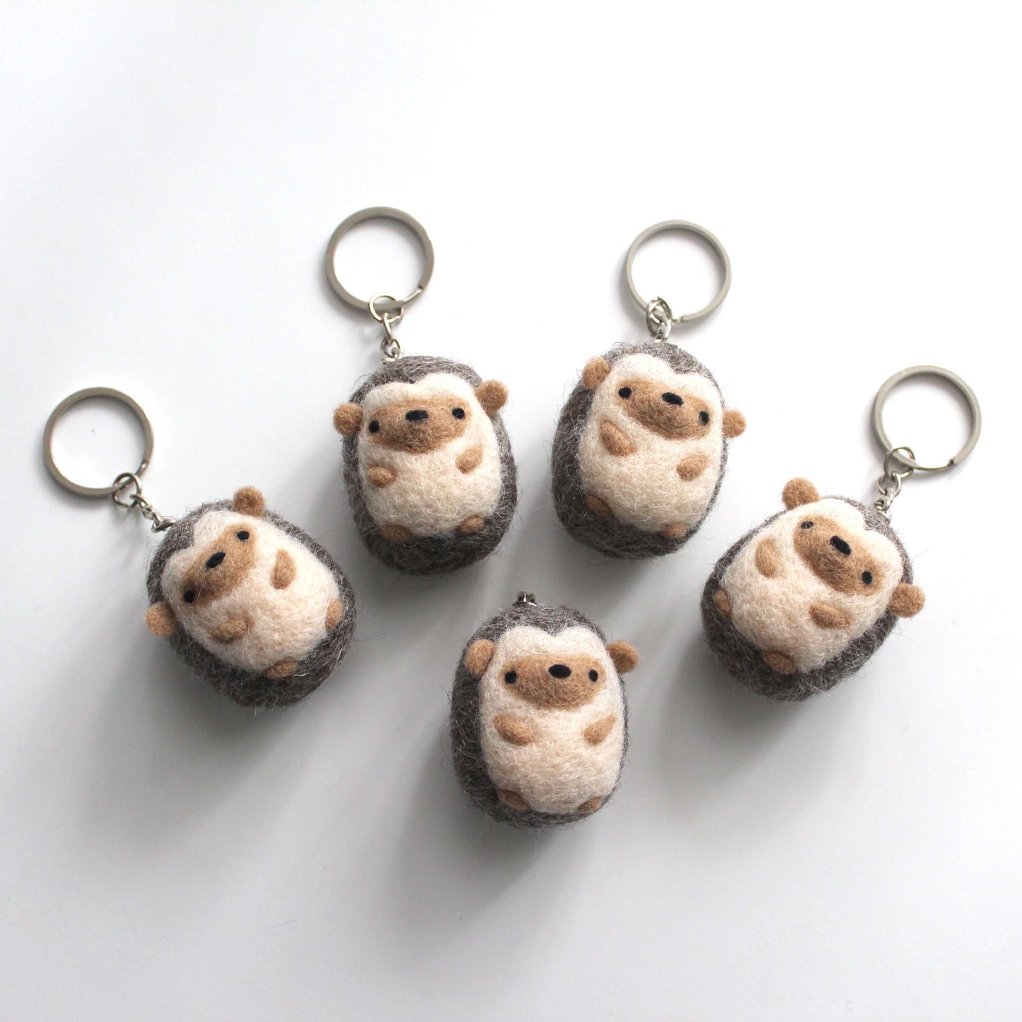 Needle Felted Hedgehog Keychain