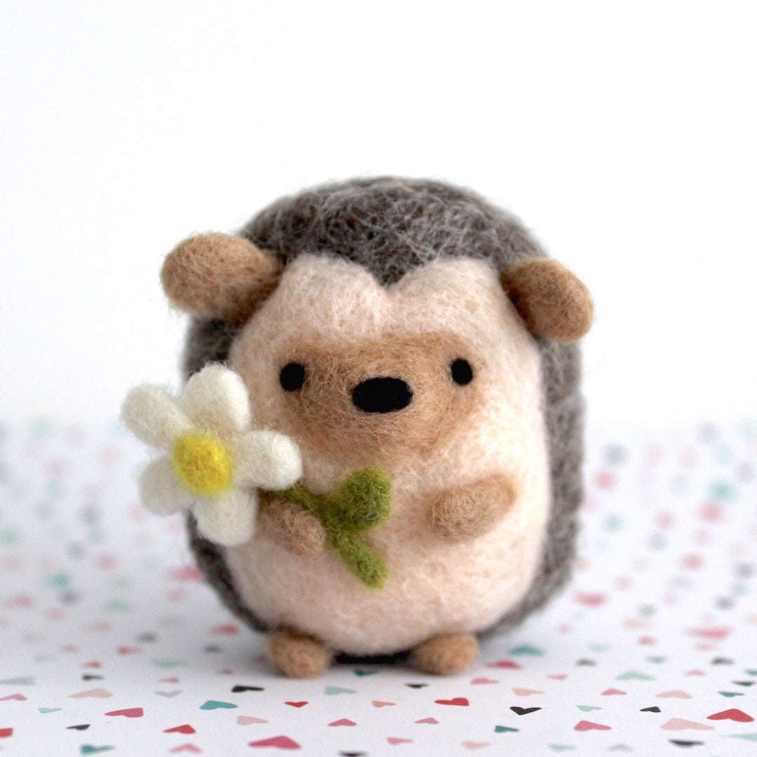 Needle Felted Hedgehog with Daisy