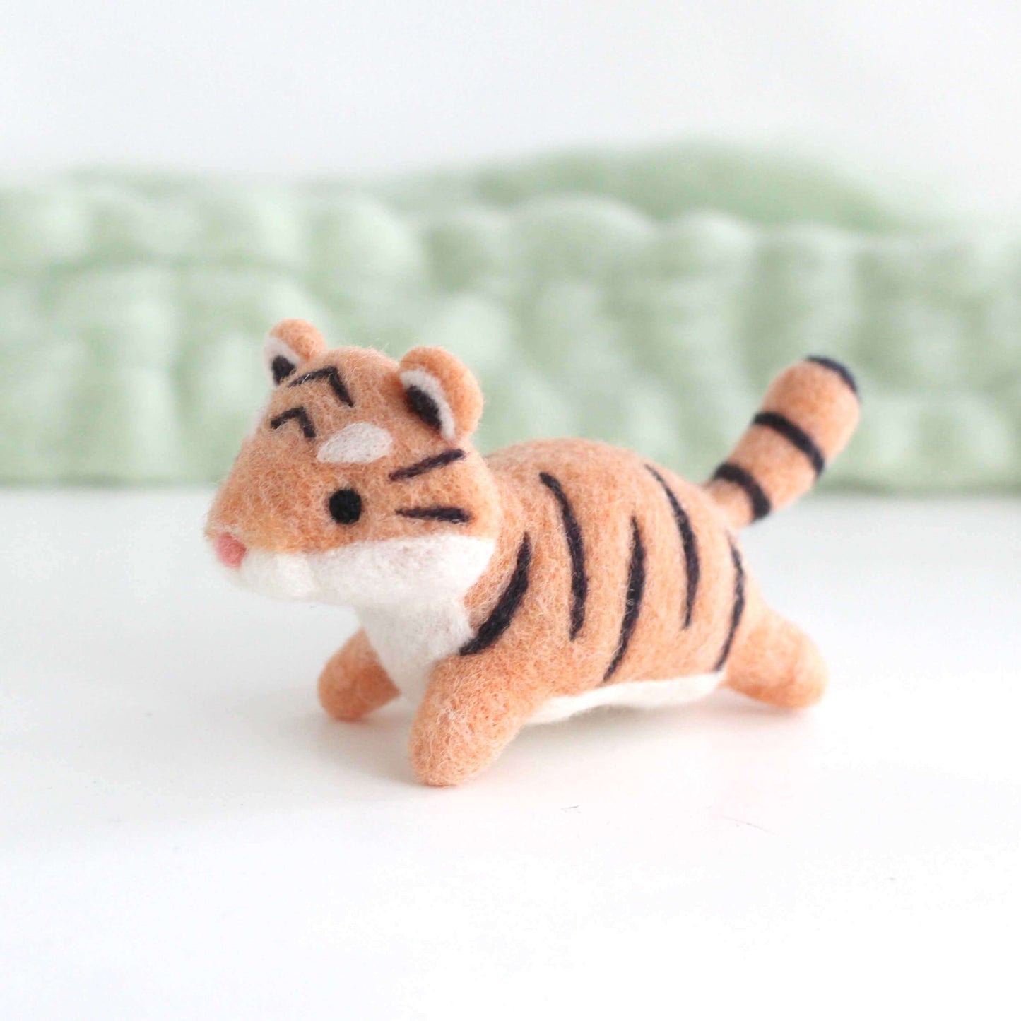 Needle Felted Leaping Tiger Cub