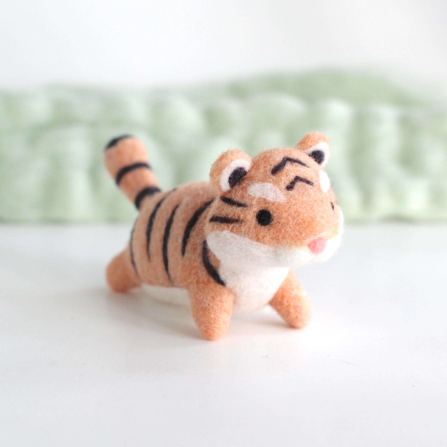Needle Felted Leaping Tiger Cub
