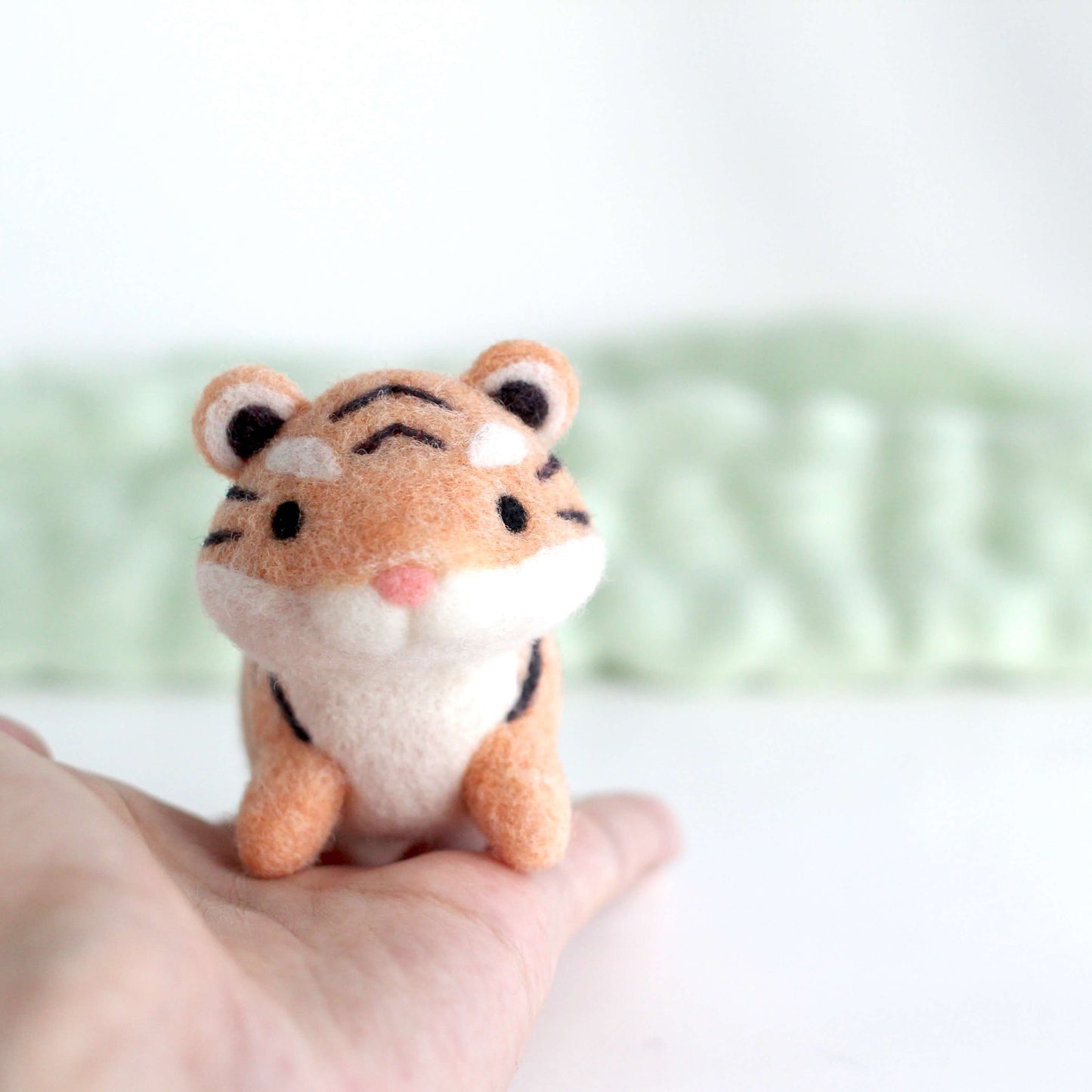 Needle Felted Leaping Tiger Cub