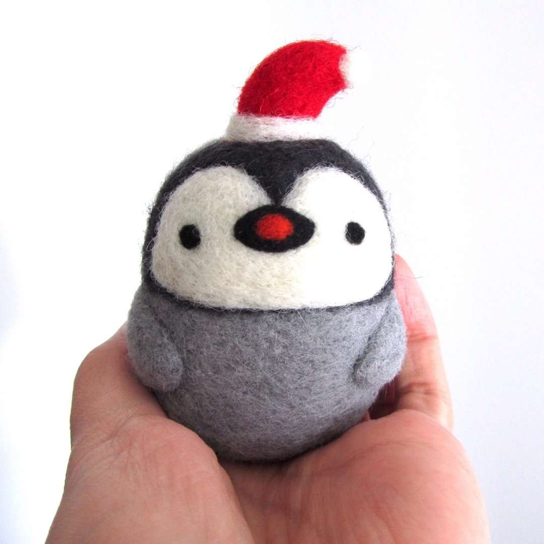 Needle Felted Penguin Ornament