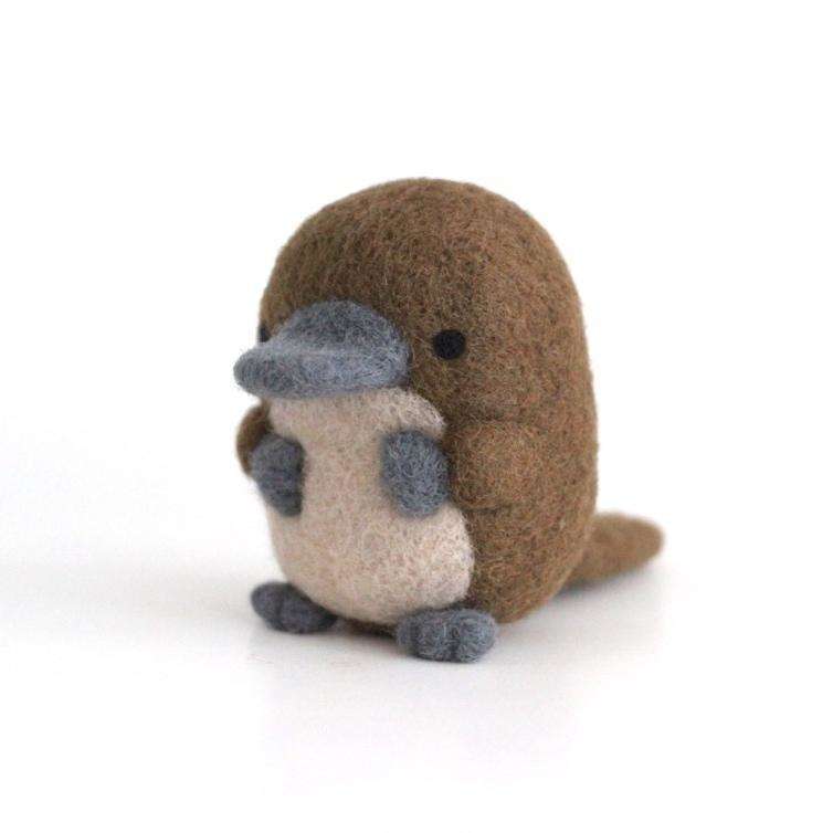 Needle Felted Platypus w/ Grey Details