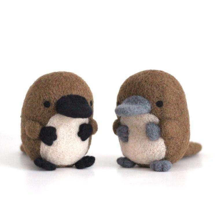 Needle Felted Platypus w/ Grey Details