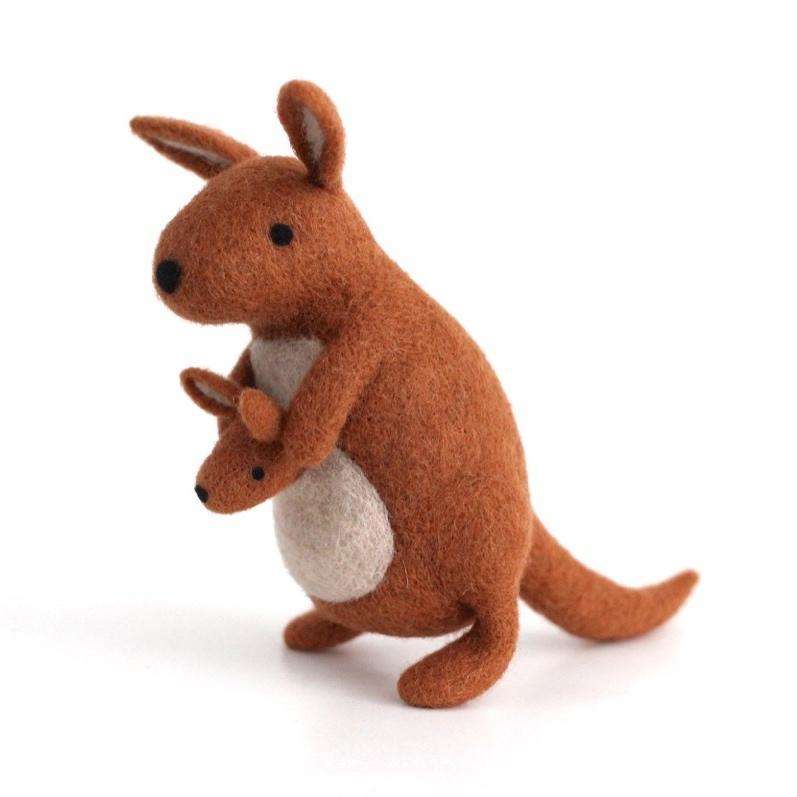 Needle Felted Red Kangaroo w/ Joey