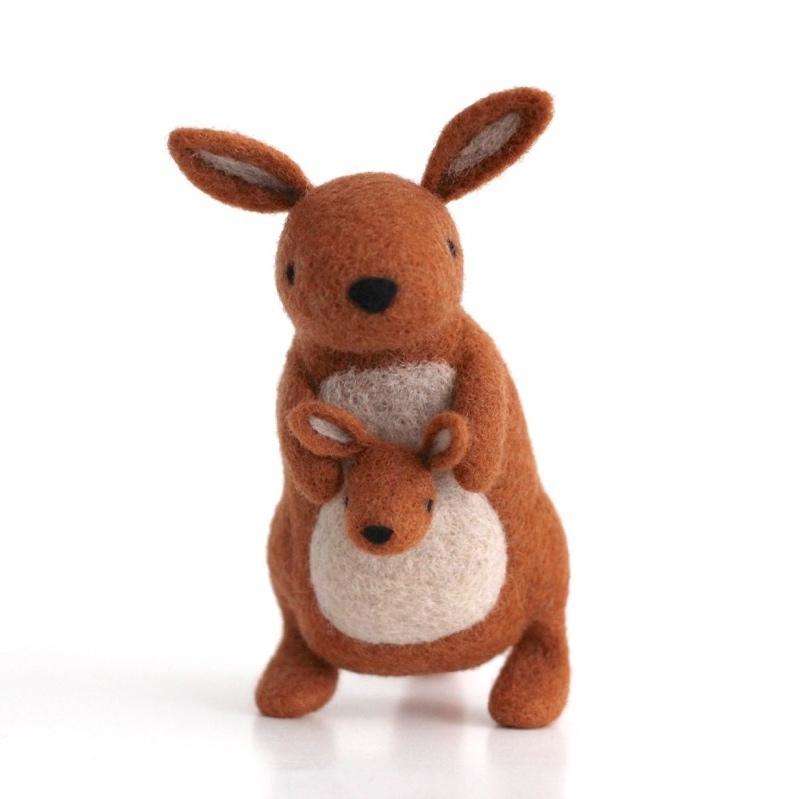 Needle Felted Red Kangaroo w/ Joey