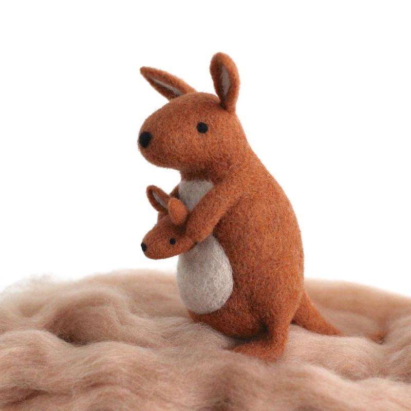 Needle Felted Red Kangaroo w/ Joey