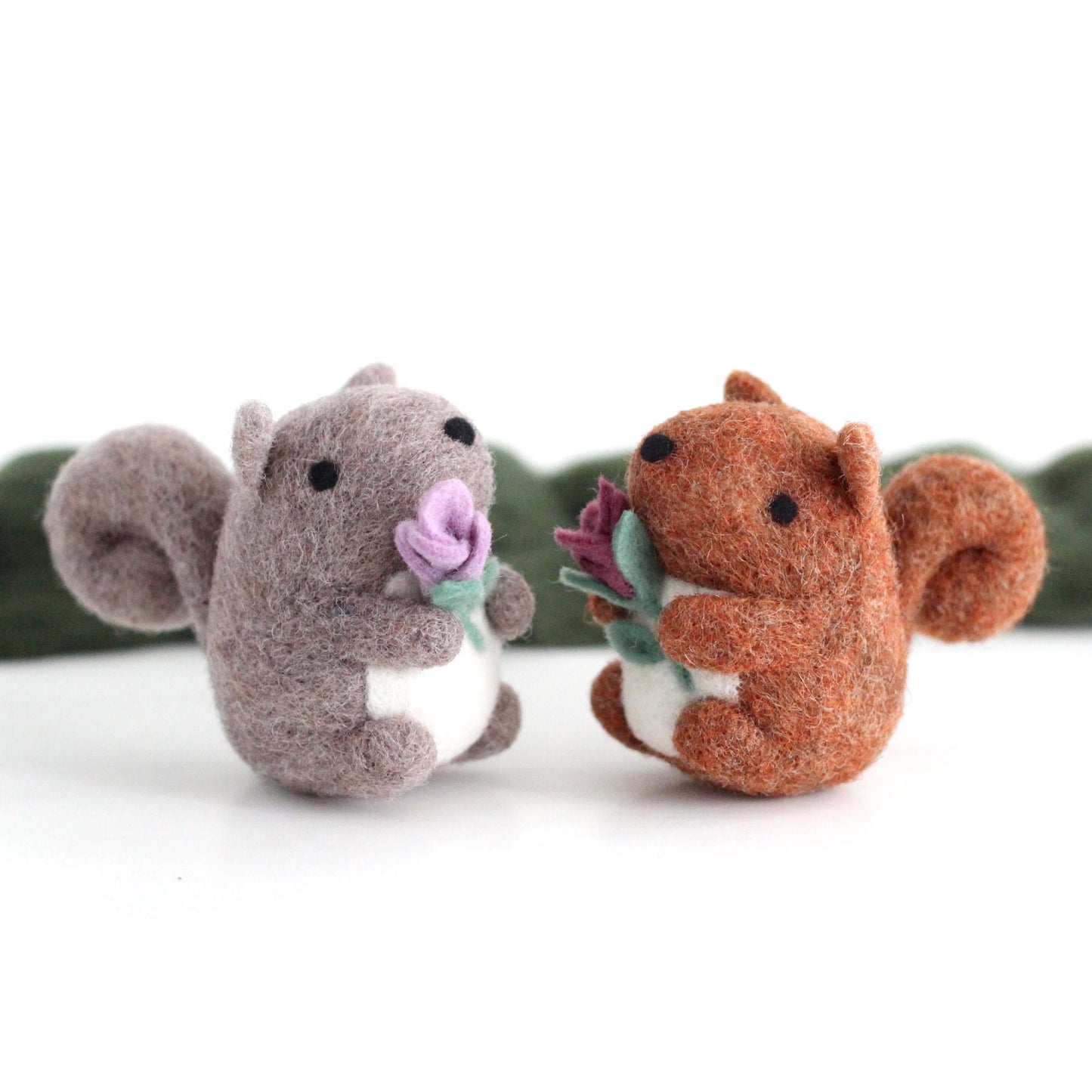 Needle Felted Red Squirrel holding a Flower by Wild Whimsy Woolies