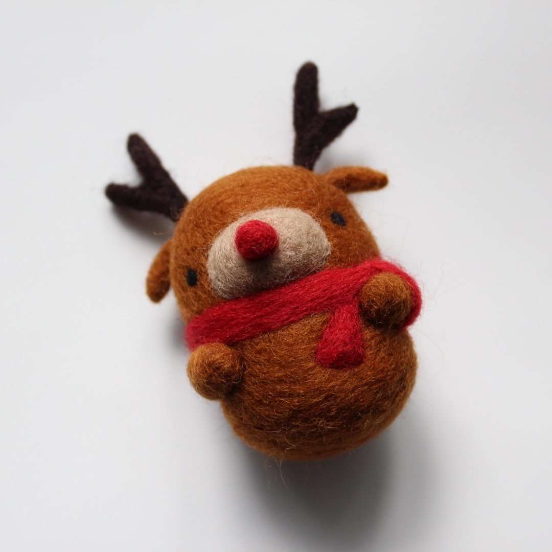 Needle Felted Reindeer Ornament