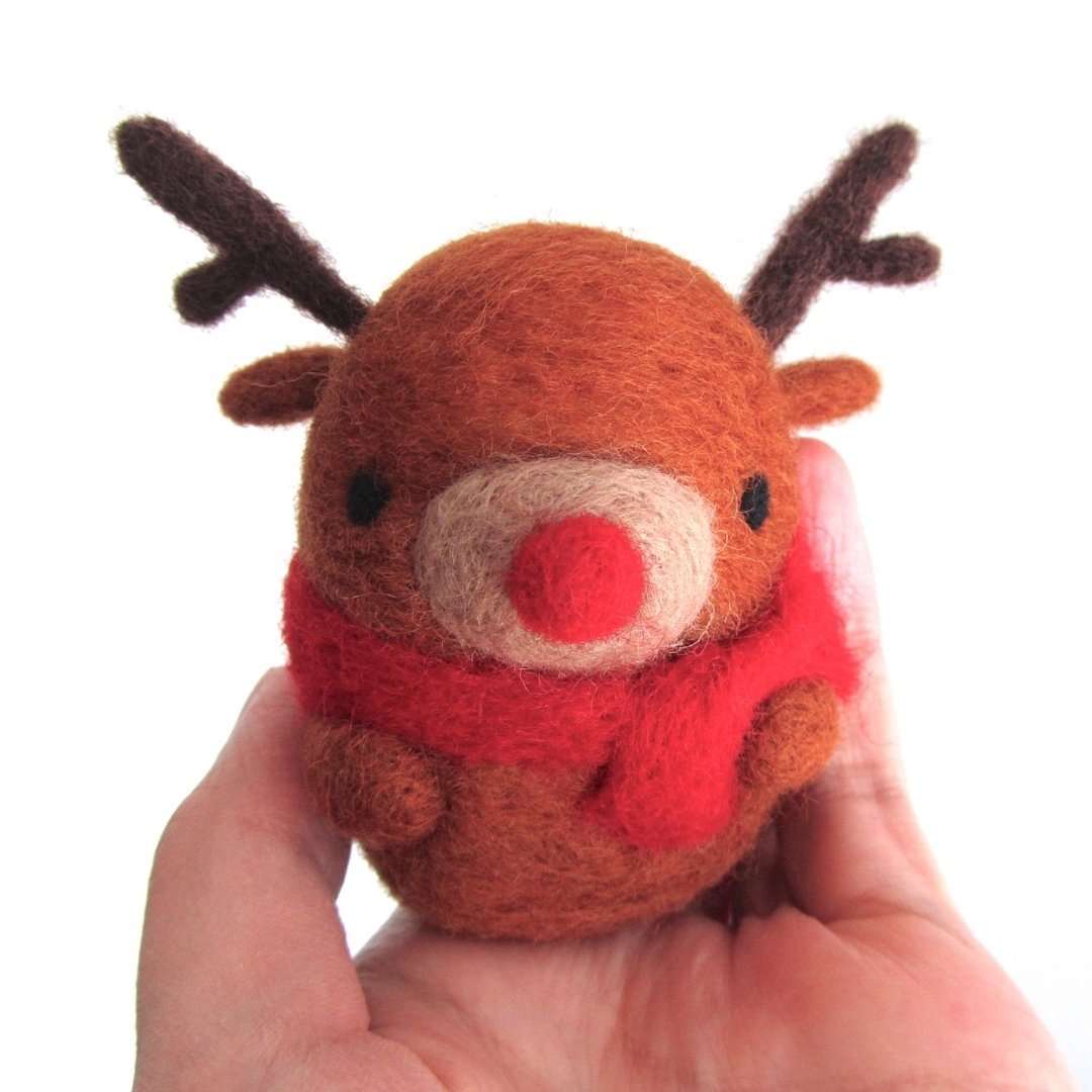 Needle Felted Reindeer Ornament