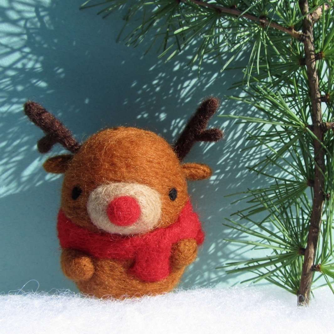 Needle Felted Reindeer Ornament