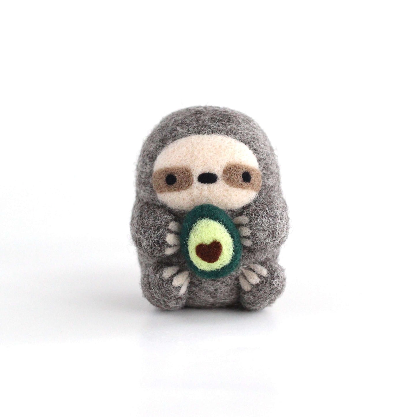 Needle Felted Sloth holding Avocado
